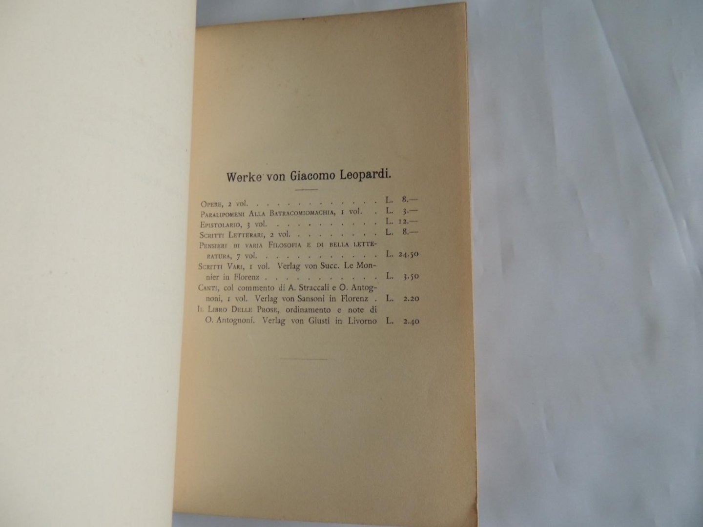 Giacomo Leopardi; Pia Di Mayo-Gelati - Giacomo Leopardi : Auswahl aus den Gedichten, Prosaschriften und Briefen nebst erklärenden Anmerkungen und einem Wörterverzeichnis
