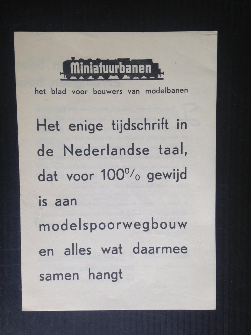  - Folder tijdschrift Miniatuurbanen, gewijd aan de modelspoorwegbouw