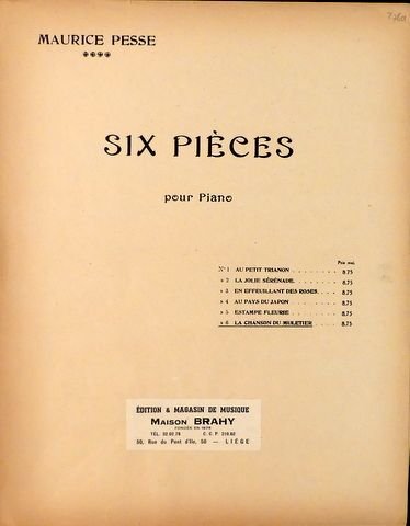 Pesse, Maurice: - Six pièces pour piano. No. 6. La chanson du muletier