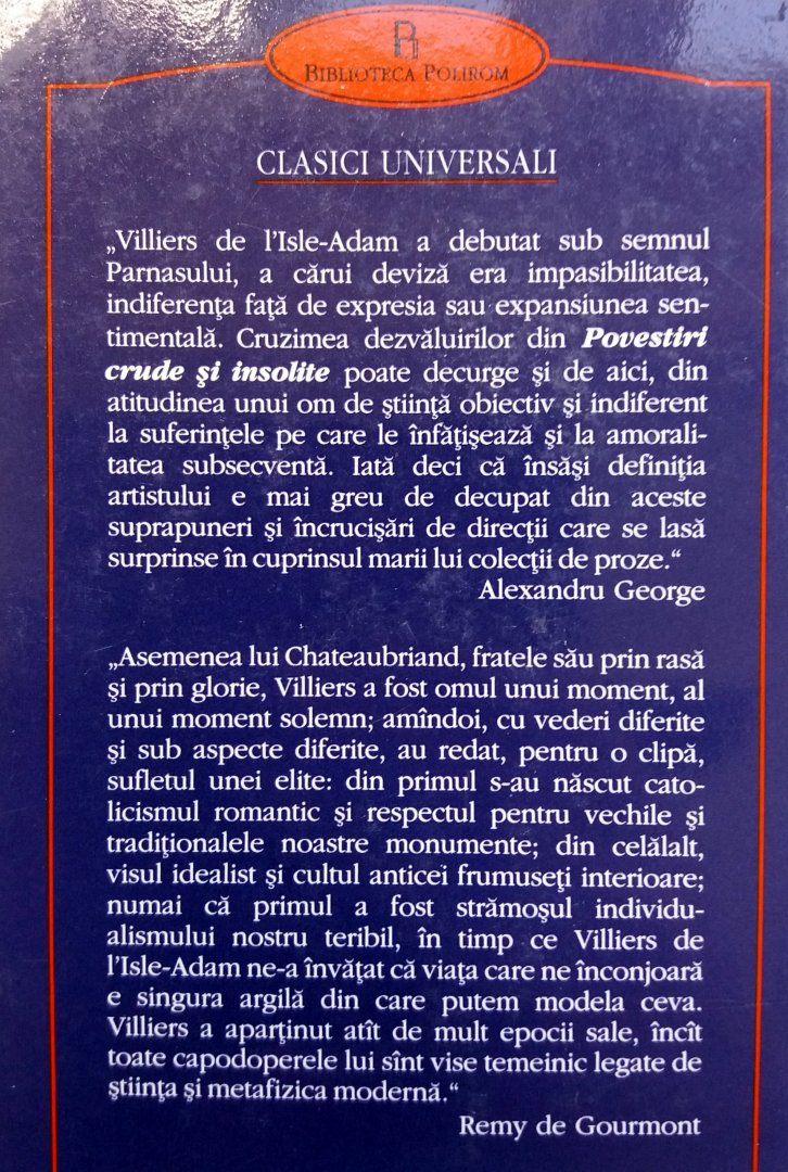 Isle-Adam, Villiers de l' - Villiers de l'Isle-Adam - Povestiri crude şi insolite (ROEMEENS)