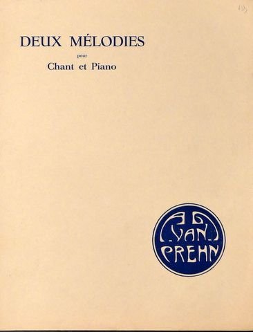 Van Prehn, A.G.: - Deux mélodies pour chant et piano