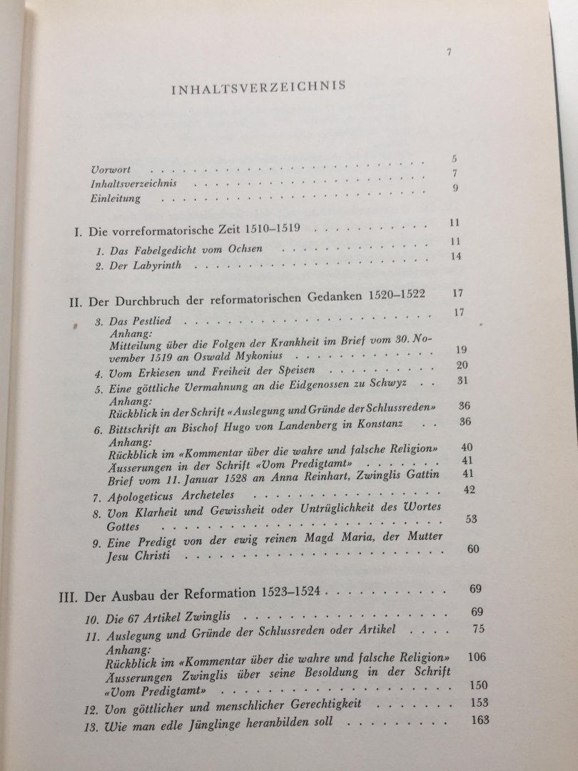 Zwingli, Huldrych (herausgegeben von Dr. Edwin Künzli, Pfr.) - Auswahl aus seiner Schriften