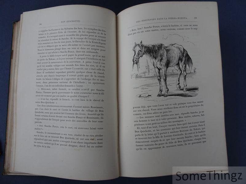 Miguel de Cervantes Saavedra / Lucien Biart (adapt.) et Tony Johannot (ills.). - Don Quichotte de la Manche. Edition spéciale a l'usage de la jeunesse par Lucien Biart. Illustrée de 316 dessins par Tony Johannot.