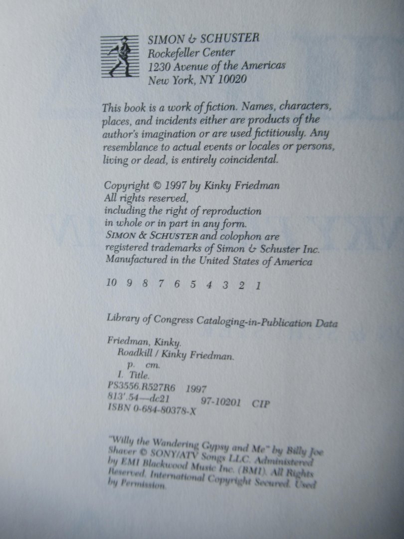 Friedman, Kinky - Roadkill. A novel