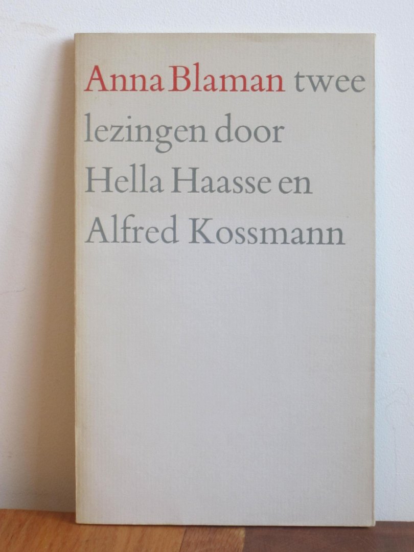 Haasse, Helle en Kossman, Alfred - Anna Blaman