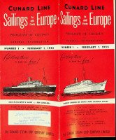 Cunard - Brochure Cunard, Sailings Europe 1955