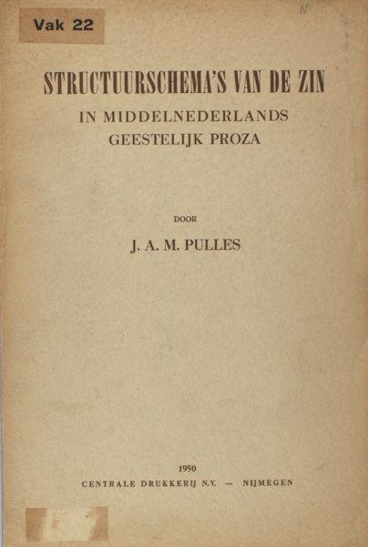 Pulles, J.A.M. - Structuurschema's van de zin in Middelnederlands geestelijke proza.
