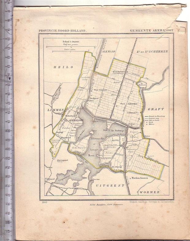 Kuyper Jacob. - Akersloot. Map Kuyper Gemeente atlas van Noord Holland