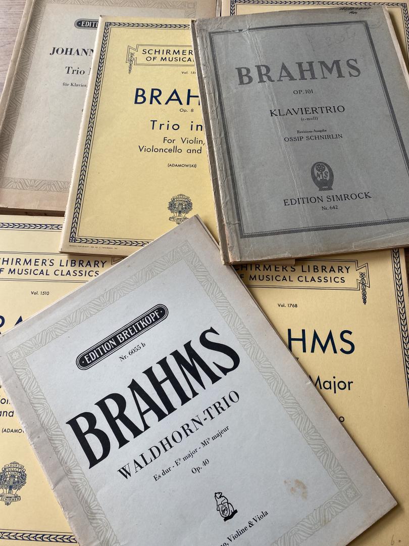 Brahms - 7 delen; Brahms trio nr.1 H-dur (nr 6051), op. 34, piano Quintet in F minor (nr. 1646), op. 8 trio in B, op. 101 klaviertrio C-moll, op 87, trio in C major, waldhorn-trio (nr. 6055 B)