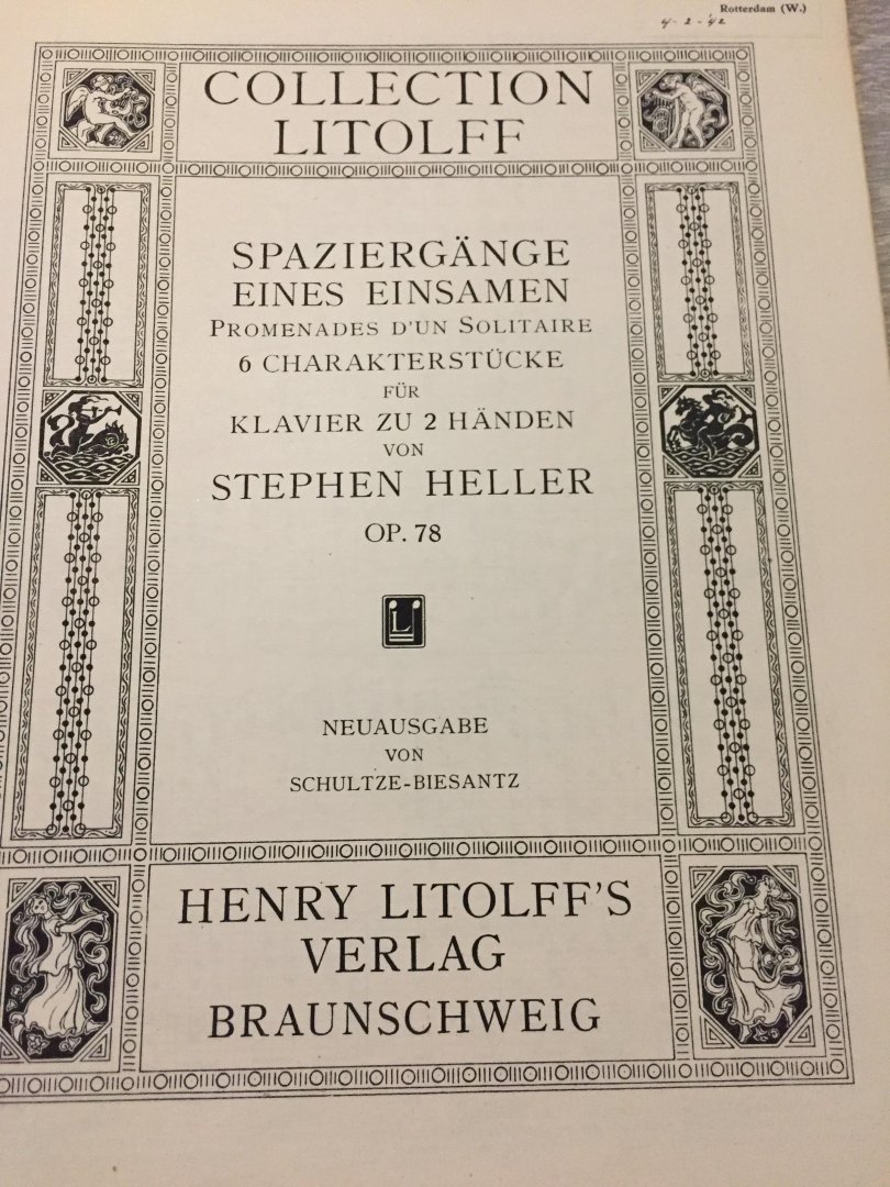 Heller - Bladmuziek; Spaziergange eines Einsamen.op78