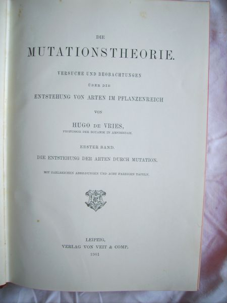 Vries, de Hugo - Die Mutationstheorie. Erster Band und Zweiter Band