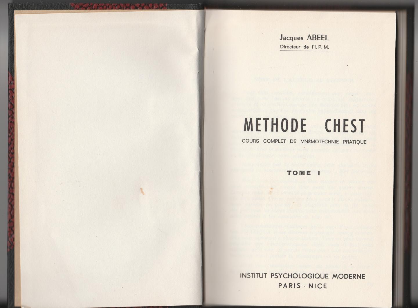Abeel, Jacques - Methode Chest, cours complet de mnémotechnie pratique, tome 1 - 5