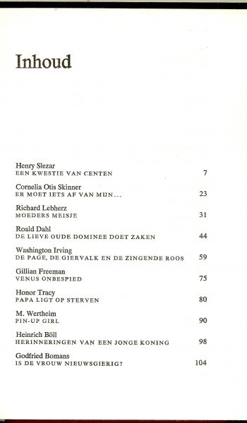 Slezar Henry, Skinner Cornelia Otis, Lebherz Richard, Dahl Roald, Irving Washington - BEDBOEK VOOR EVA boeiende bedlectuur met romantiek,spanning en avontuur