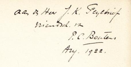 BOUTENS, P.C. - Liederen van Isoude. (Met opdracht aan J.K. Feylbrief, alias de schrijver J. van Oudshoorn).