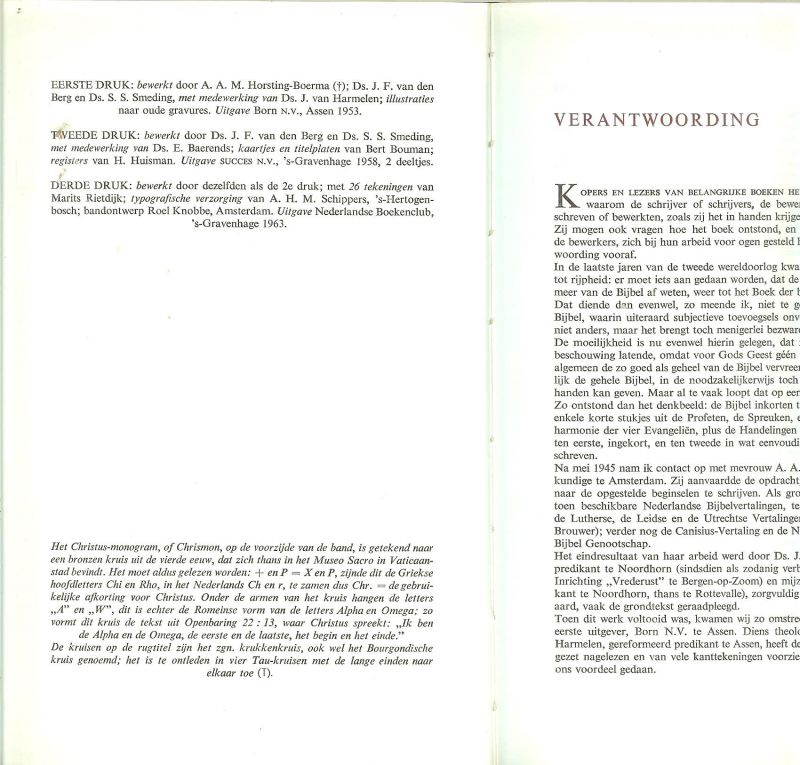 Horsting-Boerma, A.A.M  ..  met 26 tekeningen van M. Rietdijk met typografische verzorging van A.H.M. Schippers - Bijbel in 't kort en in eenvoudiger Nederlands