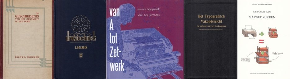 DRUKKEN - Collectie van 6 praktische boeken over drukken in heden en verleden.