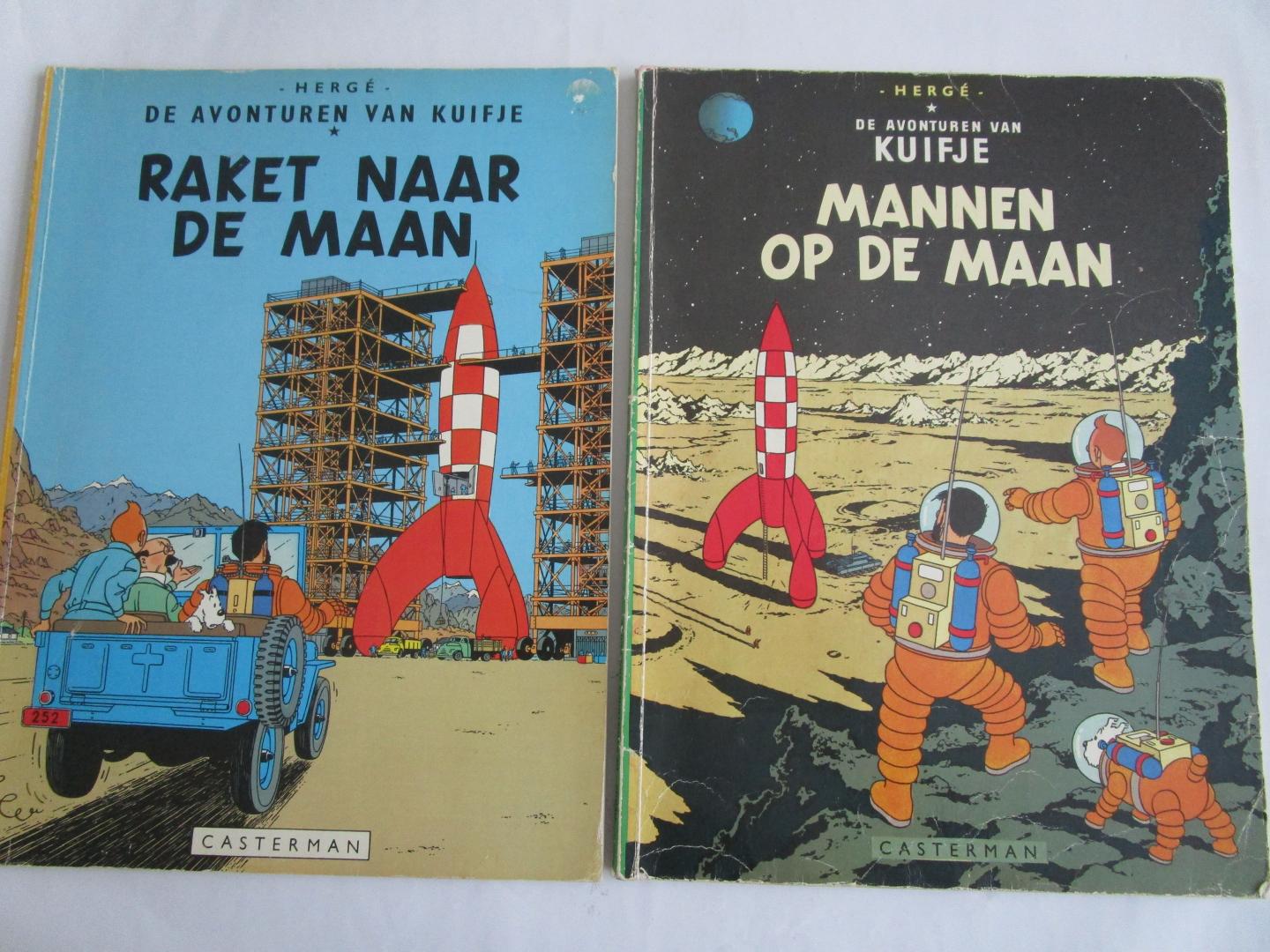 Hergé - KUIFJE Raket naar de maan EN Mannen op de maan;  - 2 stripboeken; 1 verhaal -