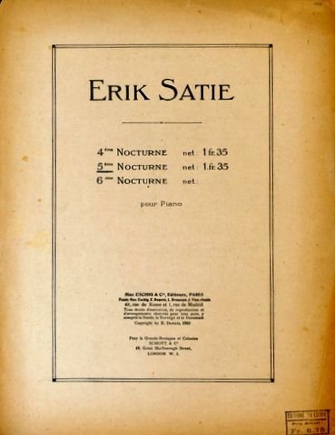 Satie, Erik: - 5ème Nocturne. Pour piano.