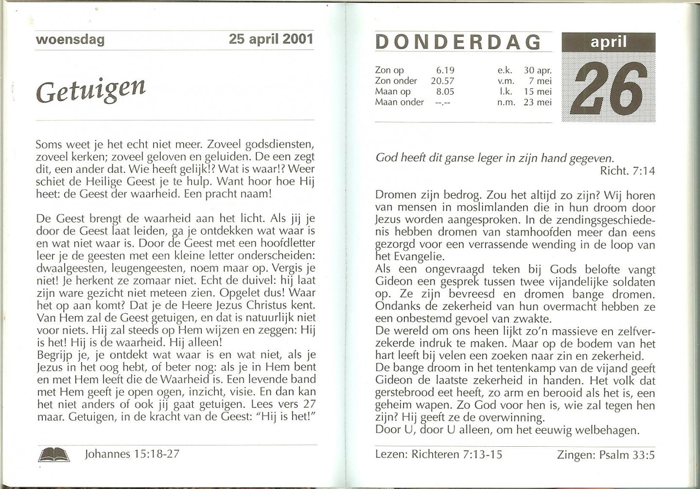 Stolk, B. (secr. Miss. Vorming GZB) - Een handvol koren. Dagboek en kalender.  100 Jaar 1901 - 2001  GZB Tot aan het uiterste der Aarde
