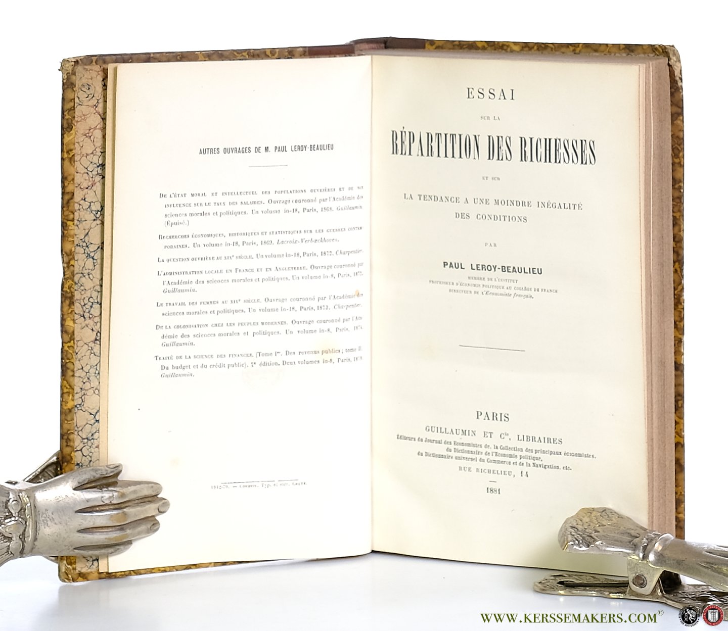 Leroy-Beaulieu, Paul. - Essai sur la Répartition des Richesses et sur la Tendance a une Moindre Inégalité des Conditions.