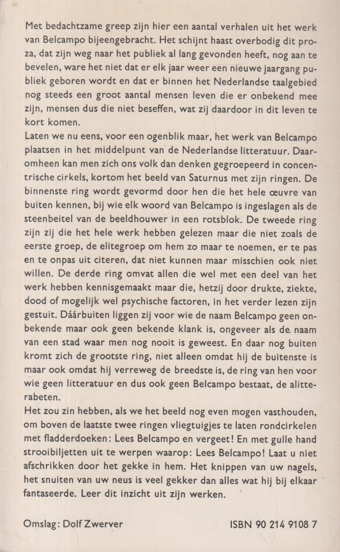 Belcampo (Naarden, 21 juli 1902 - Groningen, 2 januari 1990) pseud. van Herman Pieter Schonfeld Wichers - Bevroren vuurwerk: Een keuze uit de verhalen van Belcampo