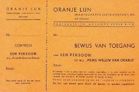 Oranje Lijn - Bewijs van toegang Oranje Lijn Prins Willem van Oranje