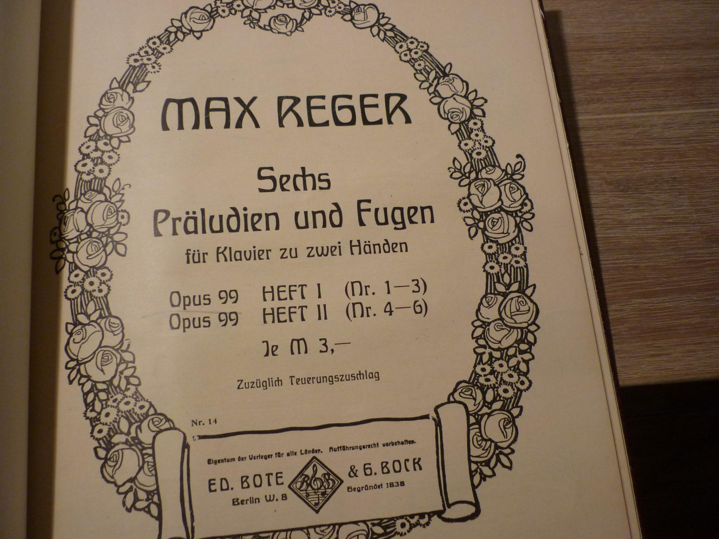 Reger; Max (1873 - 1916) - Verzamelalbum: Sechs Präludien und Fugen, op. 99; Heft I en Heft II (Nr. 1 - 6) voor Piano - Muziekboek)