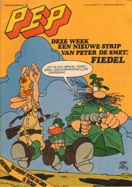 Diverse tekenaars - PEP 1974 nr. 28, 12 juli  stripweekblad met o.a.  LUCKY LUKE/BLUEBERRY/JORIS P.K./COCCO BILL/RIK RINGERS/CONAN DE BARBAAR - HET RIJK VAN DE MENSAPEN  (LOSSSE BIJLAGE)/FIEDEL (COVER PETER DE SMET)/GOLDEN EARRING (1 p.), goede staat