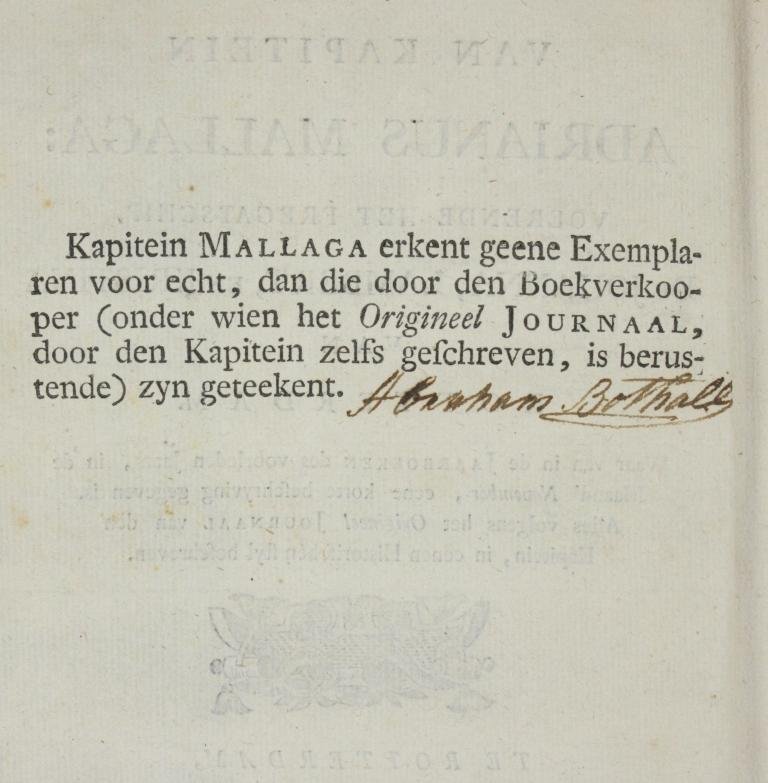 Mallaga, Adrianus - Rampspoedige Reistocht; van Kapitein Adrianus Mallaga