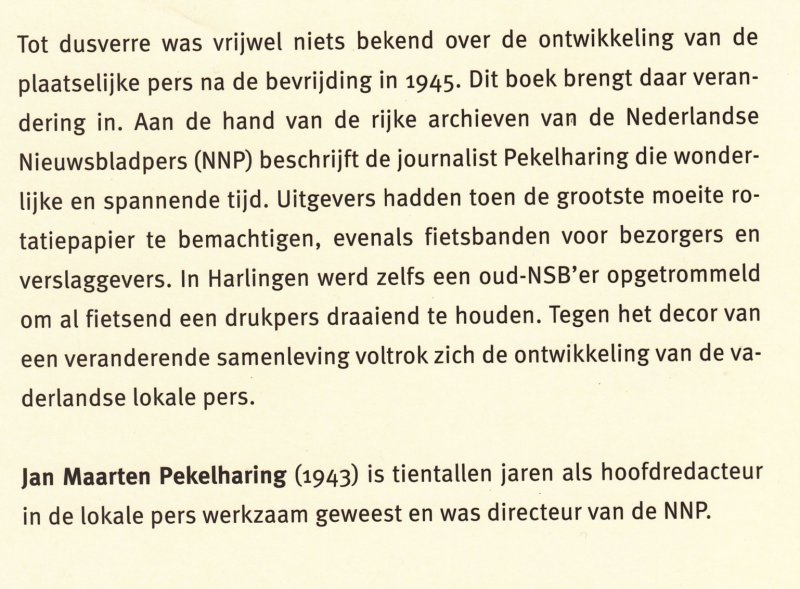 Pekelharing, Jan Maarten - De nieuwsbladpers in Nederland