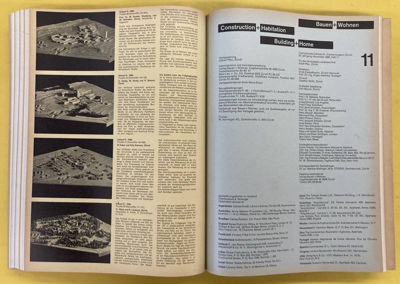 BAUEN + WOHNEN = CONSTRUCTION + HABITATION = BUILDING + HOME : INTERNATIONALE ZEITSCHRIFT - 20. Jahrgang 1966. Heft Januar 1 - November 11.