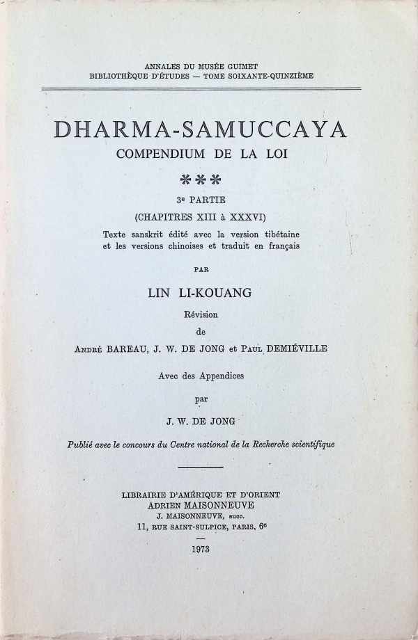 Lin Li-Kouang - Dharma-Samuccaya  Compendium de la Loi 3ième partie
