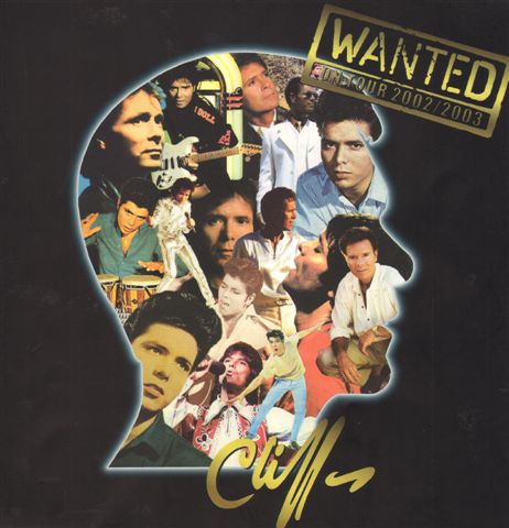 Diverse auteurs - Tourbook Cliff Richard "Wanted, On Tour 2002/2003" (29,5 cm x 29,5 cm), geniete softcover, gave staat + CONCERT TICKET