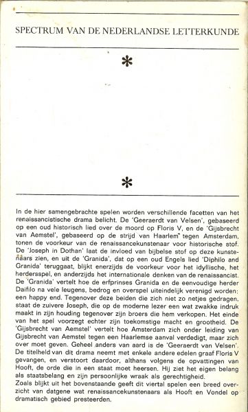 Heijden Dr .M.C.A.van der samenstelling, inleiding en toelichting - De wereld is een speeltoneel, klassieke toneelspelen van hooft en vondel , het spectrum van de nederlandse letterkunde