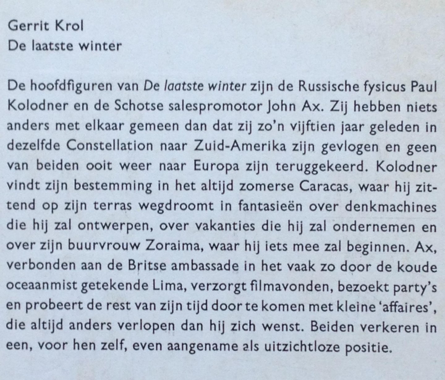 Krol, Gerrit - De laatste winter