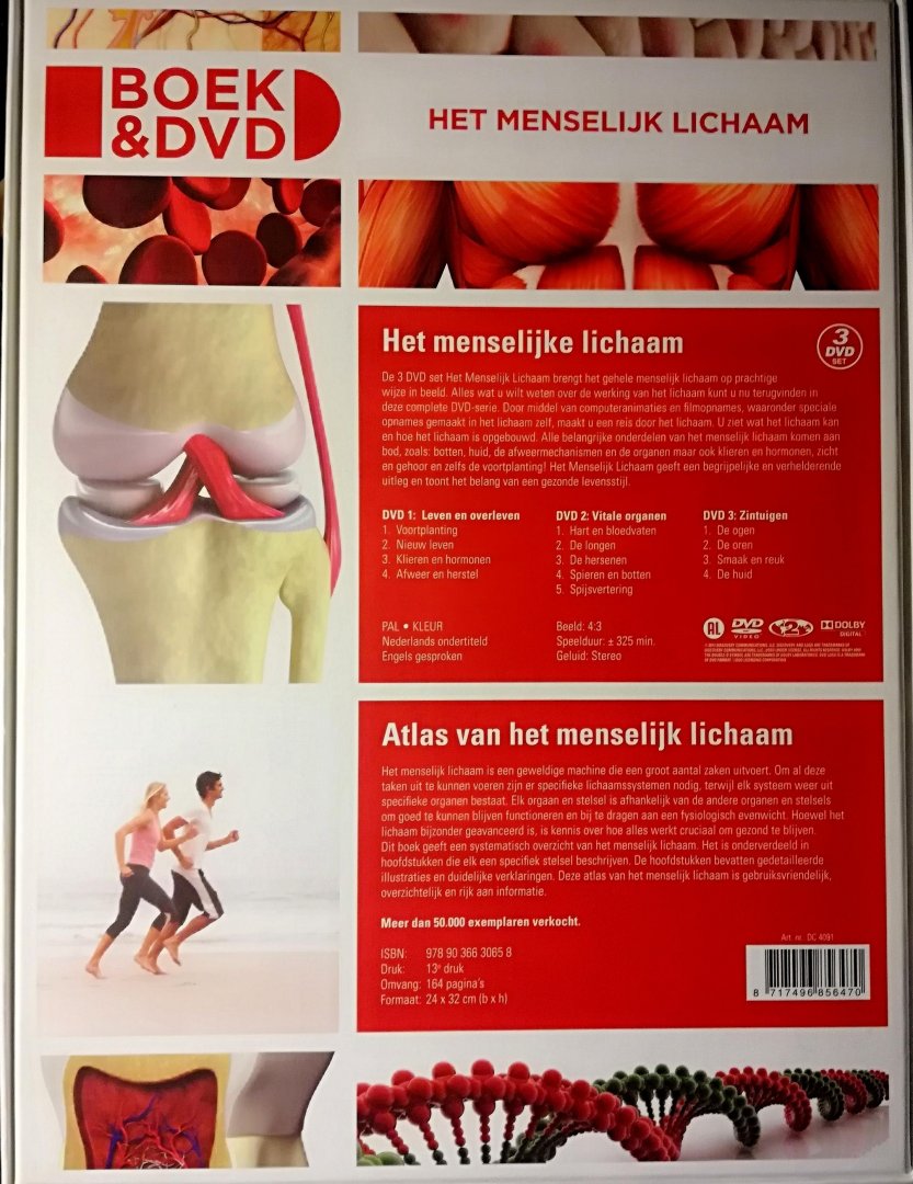 Vigué-Martin . & Studio Imago . [ ISBN 9789036630658 ] & DVD box [ ISBN 8717496856470 ] 5219 - Boek & 3 DVD' Het Menselijk Lichaam . & En het Boek De Atlas van het Menselijk Lichaam . ( Het menselijk lichaam is een geweldige machine die een groot aantal taken uitvoert. Om al deze taken uit te kunnen voeren zijn er specifieke lichaamssystemen -