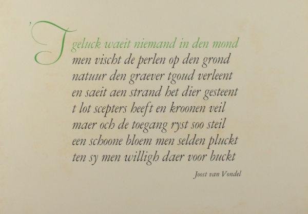 Vondel, Joost van den. - 'T geluck waeit niemand in de mond...