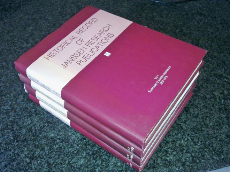 Niemegeers, Dr Sc C J E / Reet, Dr S - Historical record of Janssen research publications / Summaries of scientific publications / 4 volumes: Vol l 1952-1976 / Vol ll 1977-1982 / Vol lll 1983-1986 / Vol lV 1987-1990
