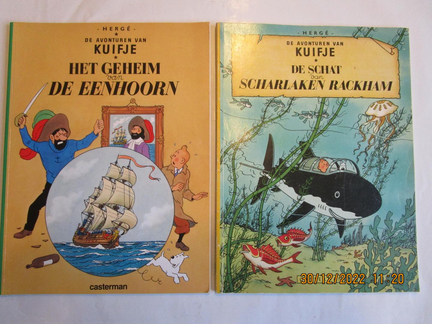 Hergé - KUIFJE (deel 1) Het geheim van de eenhoorn EN (deel 2) De schat van Scharlaken Rackham;  - 2 stripboeken; 1 verhaal -