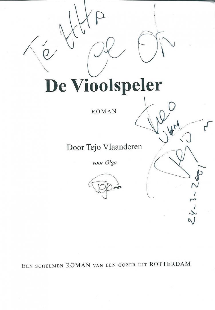 Vlaanderen, Tejo - De vioolspeler : roman : schelmenroman van een gozer uit Rotterdam / door Tejo Vlaanderen (De visarend)