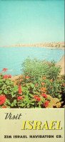 ZIM Israel Navigation Company, ca. 1960, softcover, 22 pages, with photos of the ss, Theodor Herzl and the ss Jerusalem, with their interiors. In good condition. - Brochure ZIM, visit Israel, ca. 1960