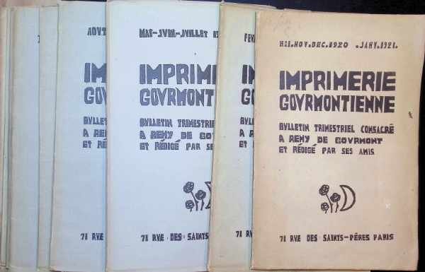 les amis de Remy de Gourmont - Imprimerie Gourmontienne , Bulletin Trimestriel consacré a Remy de Gourmont et rédigé par ses amis, nr 1 - 10 , 10 volumes