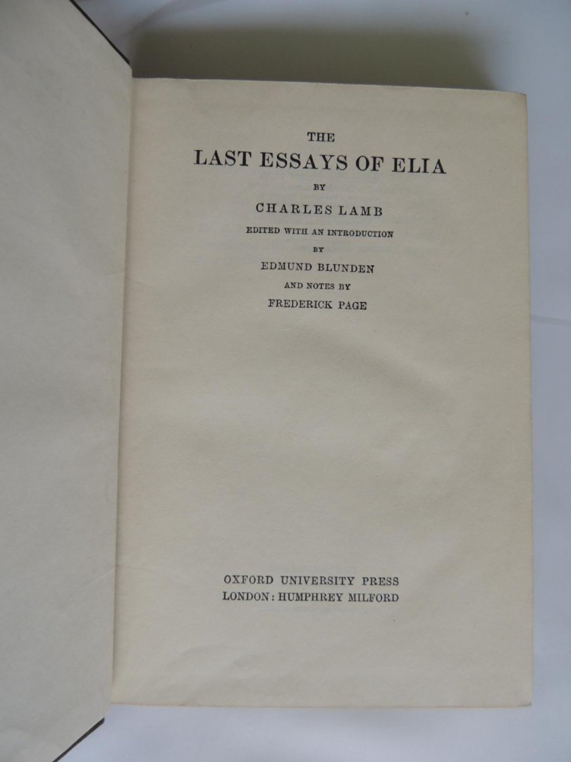 Lamb, Charles - Last Essays of Elia