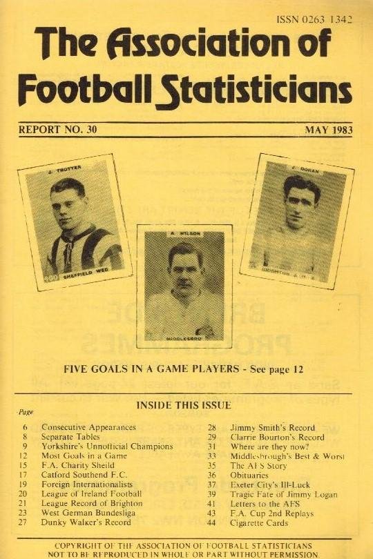  - Association of Football Statisticians -Report No. 30 May 1983