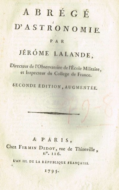 Lalande, Jérôme - Abrégé d'astronomie