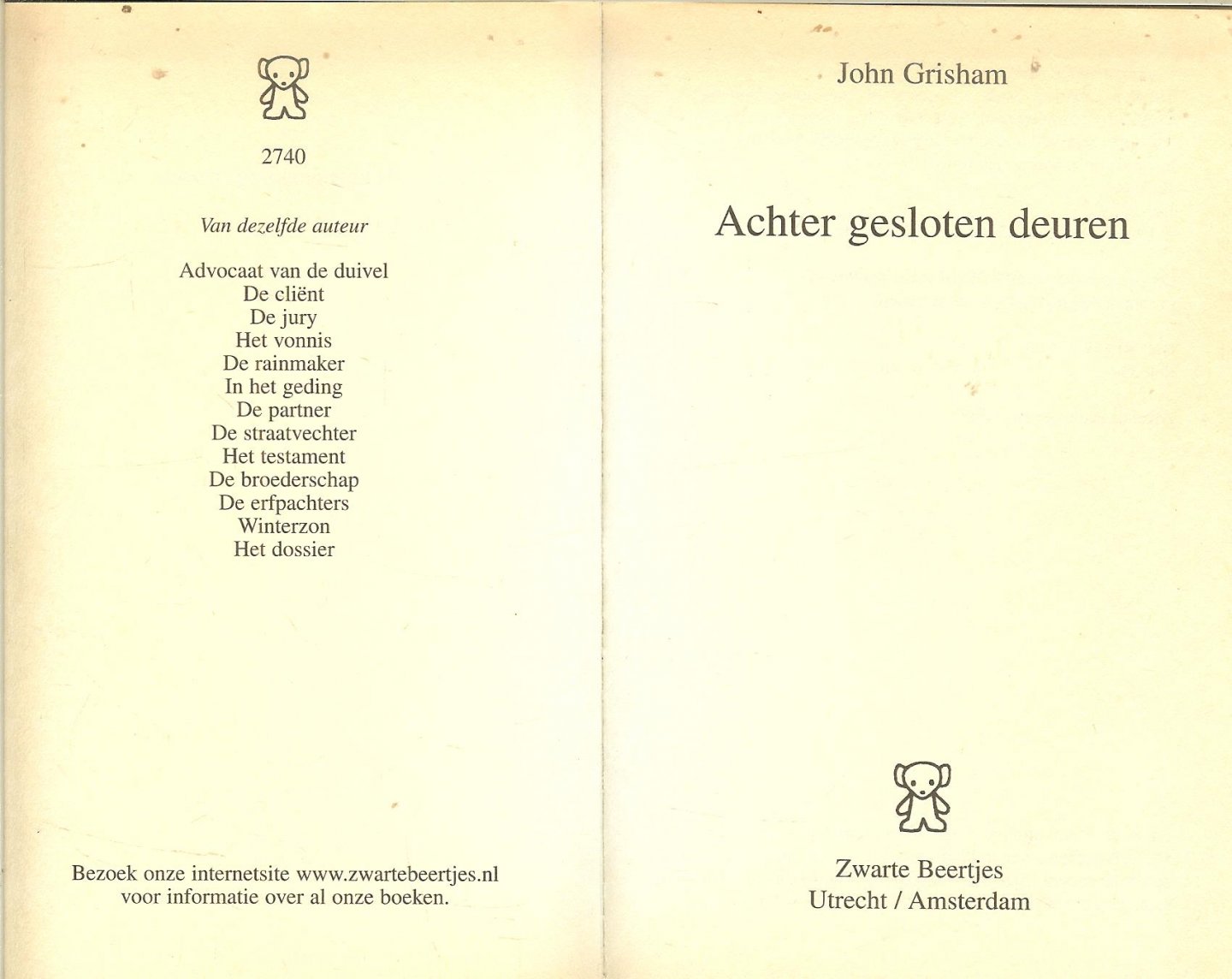 Grisham, John Vertaling Jan Smit - Achter gesloten deuren   The Pelican Brief