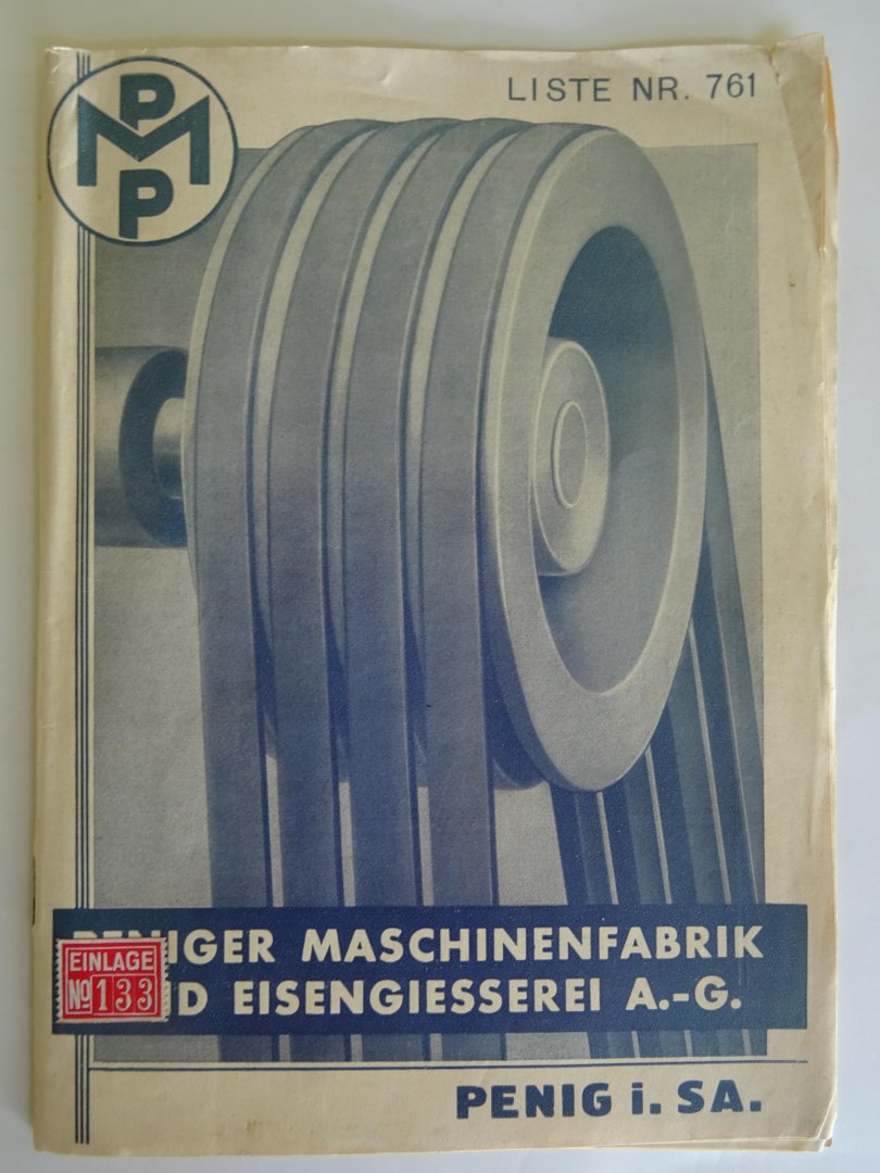  - Folder drijfriemen Peniger Maschinenfabrik.