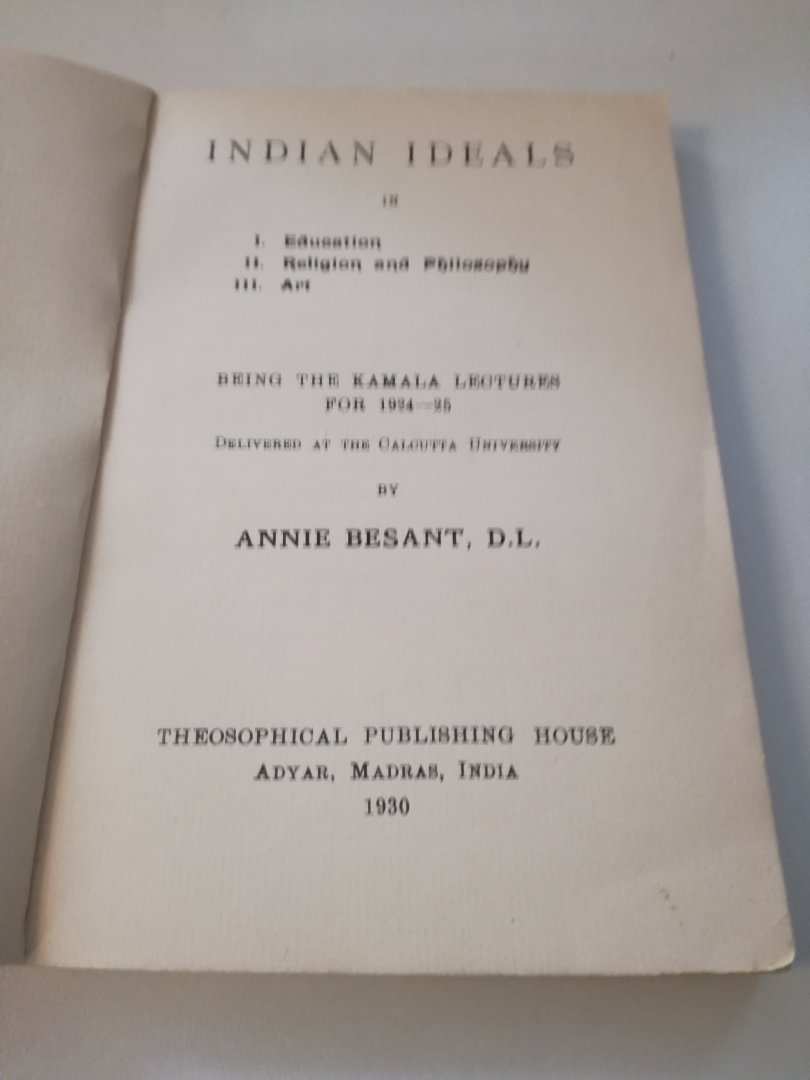 Annie Besant - Indian ideals
