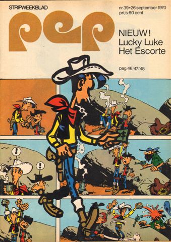 Diverse tekenaars - PEP 1970 nr. 39, stripweekblad, 26 september 1970 met o.a. DIVERSE STRIPS : ASTERIX/LUC ORIENT/RIK RINGERS/ROODBAARD/LUCKY LUKE/RAVIAN/LUCKY LUKE (COVER TEKENING)/THE BYRDS (2 p.)/HEINZ STUY (AJAX , 2 p.), goede staat