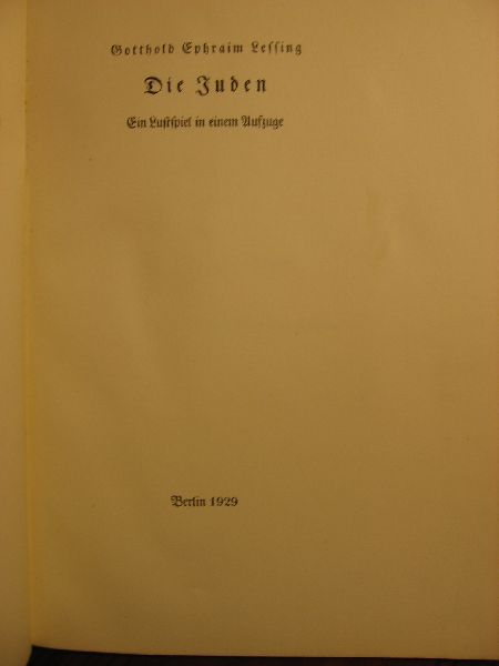 Lessing, Gotthold Ephraim - Die Juden, Ein Lustspiel in einem Aufzuge